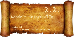 Kosár Krisztián névjegykártya